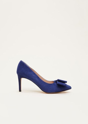 Phase Eight Bow Front Court Heels Blue Australia | JT6497013